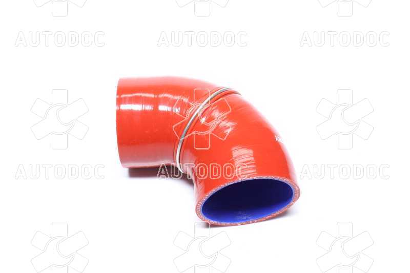Патрубок повітряного фільтра КАМАЗ кутовий (СИЛІКОН червоний, D=68 мм, L=80х80 мм). Фото 1