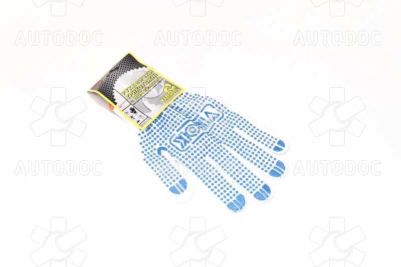 Перчатки трикотажные белые с ПВХ точкой (5 нитей, 100 - полиэстер)(VIROK). Фото 2