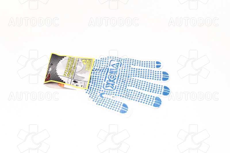 Перчатки трикотажные белые с ПВХ точкой (5 нитей, 100 - полиэстер)(VIROK). Фото 3