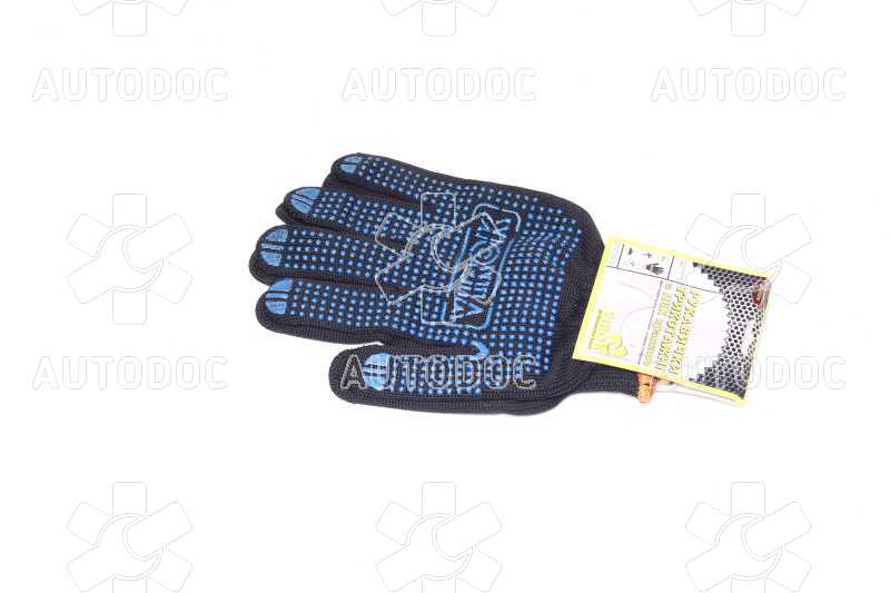Перчатки трикотажные черные с ПВХ точкой (6 нитей 100 - полиэстер)(VIROK). Фото 6
