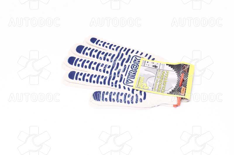 Перчатки трикотажные белые с ПВХ волной (10 класс, 95 - хлопок, 5 -полиэстер)(VIROK). Фото 6