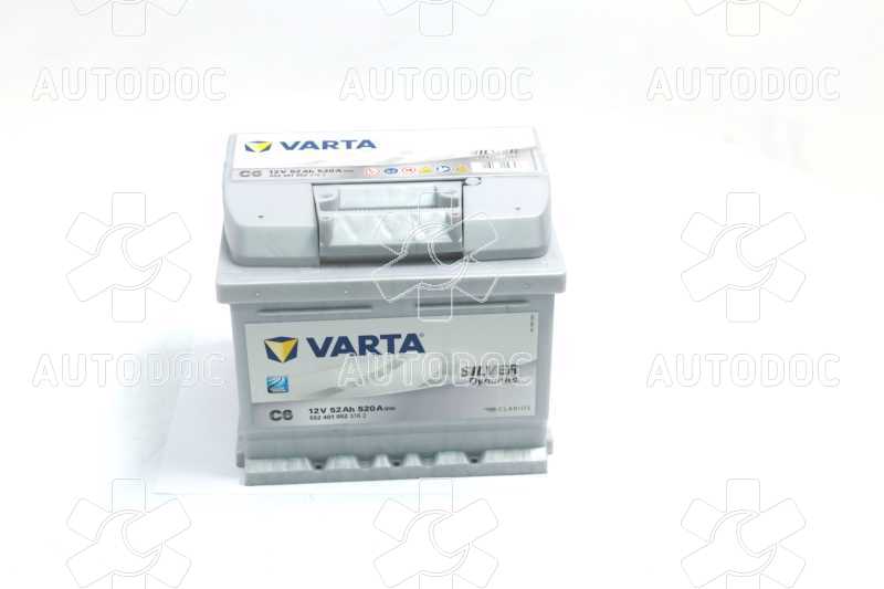 Аккумулятор   52Ah-12v VARTA SD(C6) (207х175х175),R,EN520. Фото 10
