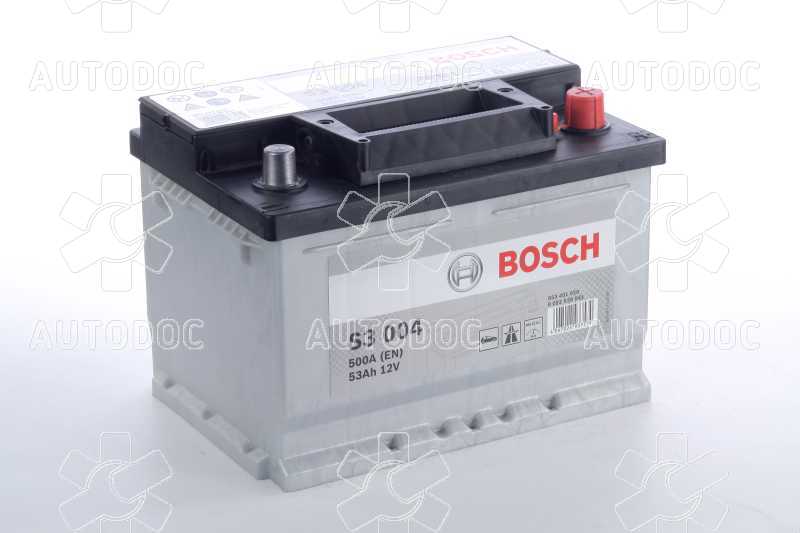 Аккумулятор   53Ah-12v BOSCH (S3004) (242x175x175),R,EN500. Фото 1