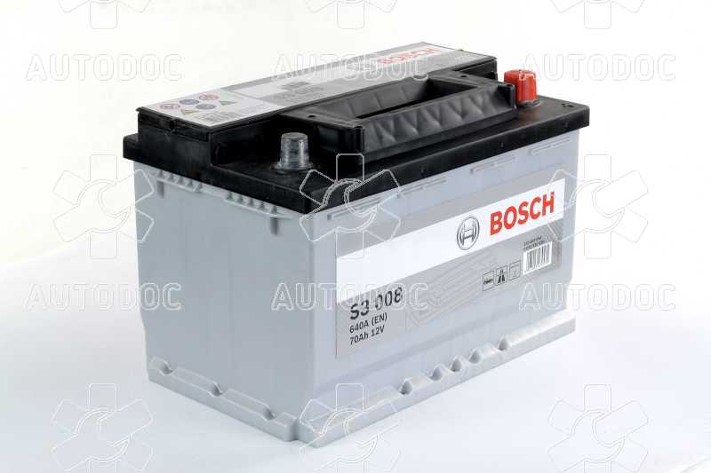 Аккумулятор   70Ah-12v BOSCH (S3008) (278x175x190),R,EN640. Фото 1