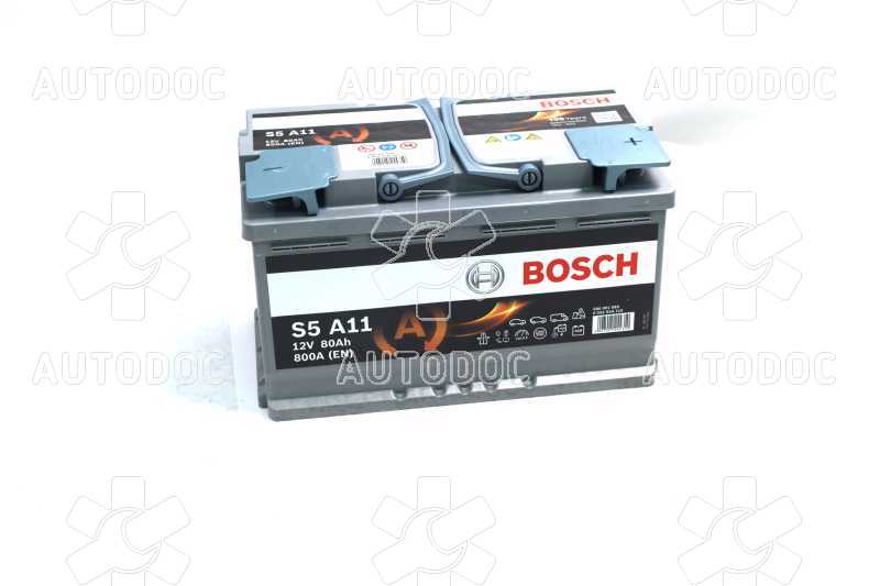 Аккумулятор   80Ah-12v BOSCH AGM (S5A11) (315x175x190),R,EN800. Фото 1