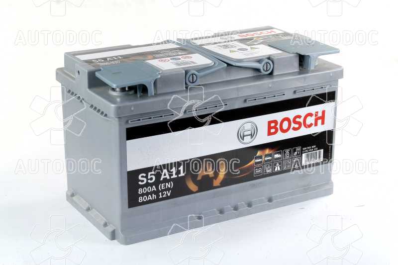 Аккумулятор   80Ah-12v BOSCH AGM (S5A11) (315x175x190),R,EN800. Фото 2