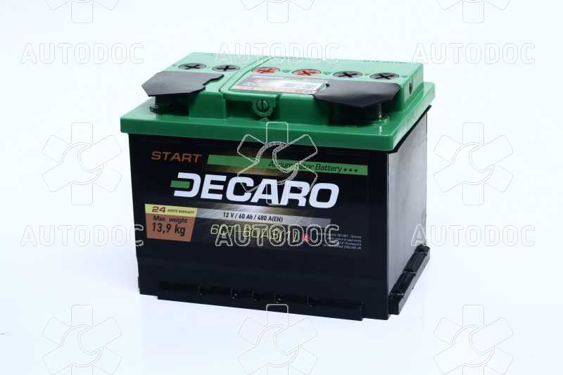 Аккумулятор   60Ah-12v DECARO START (242x175x190),L,EN480. Фото 2