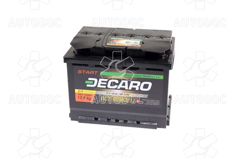 Аккумулятор   60Ah-12v DECARO START (242x175x190),L,EN480. Фото 11