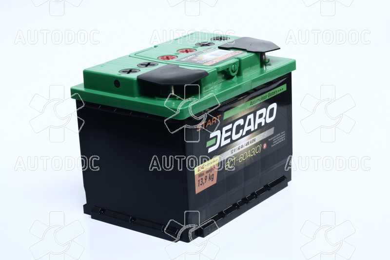 Аккумулятор   60Ah-12v DECARO START (242x175x190),R,EN480. Фото 2