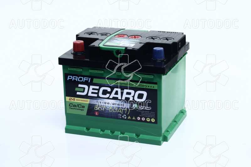 Аккумулятор   50Ah-12v DECARO PROFI (207x175x175),L,EN480. Фото 1