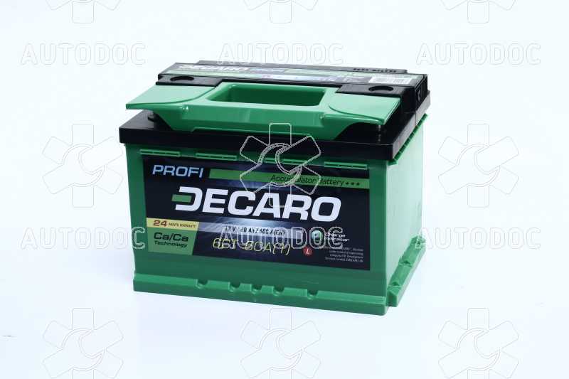 Аккумулятор   60Ah-12v DECARO PROFI (242x175x175),L,EN600. Фото 1