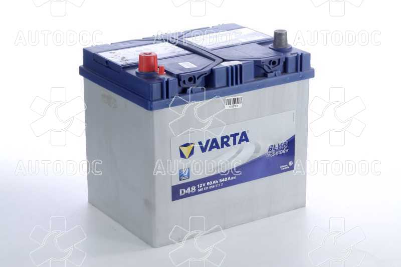 Аккумулятор   60Ah-12v VARTA BD(D48) (232х173х225),L,EN540 Азия. Фото 1