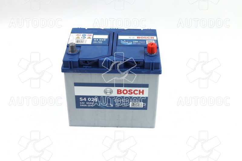 Аккумулятор   60Ah-12v BOSCH (S4024) (232x173x225),R,EN540 Азия. Фото 10