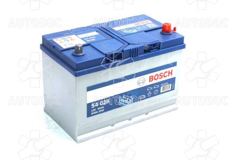 Аккумулятор   95Ah-12v BOSCH (S4028) (306x173x225),R,EN830(Азия). Фото 1