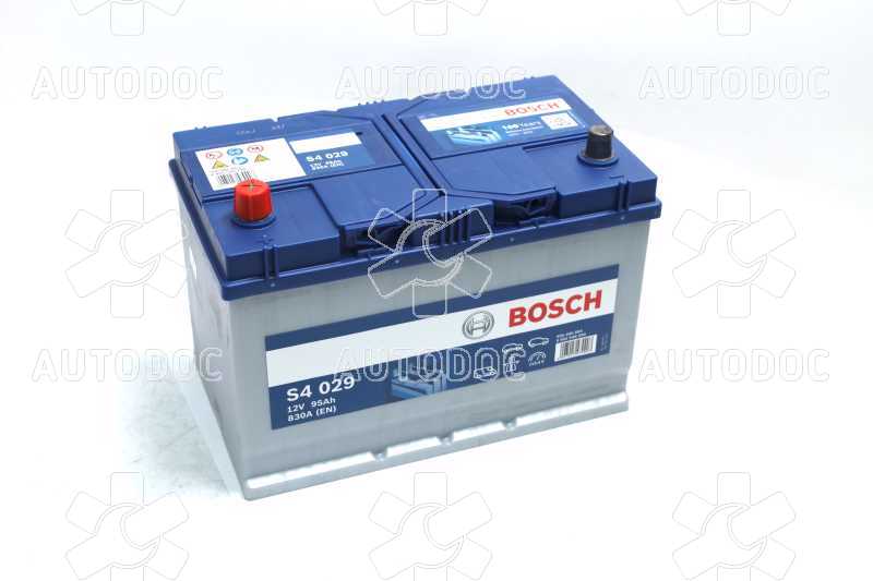Аккумулятор   95Ah-12v BOSCH (S4029) (306x173x225),L,EN830(Азия). Фото 1