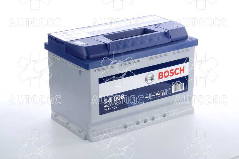 Аккумулятор   74Ah-12v BOSCH (S4008) (278x175x190),R,EN680. Фото 2