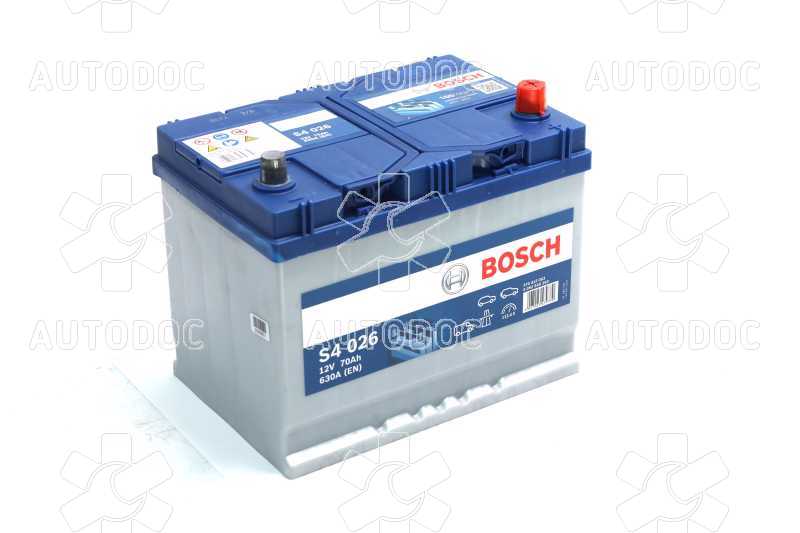 Аккумулятор   70Ah-12v BOSCH (S4026) (261x175x220),R,EN630(Азия). Фото 1