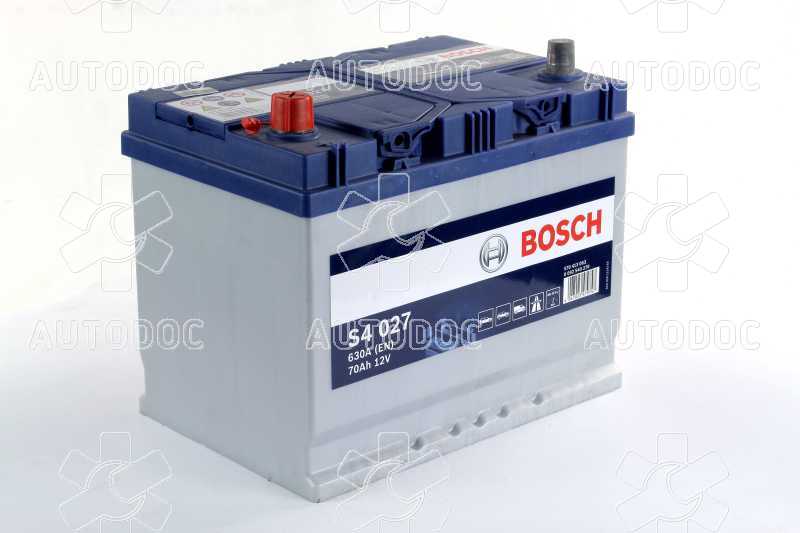 Аккумулятор   70Ah-12v BOSCH (S4027) (261x175x220),L,EN630(Азия). Фото 2