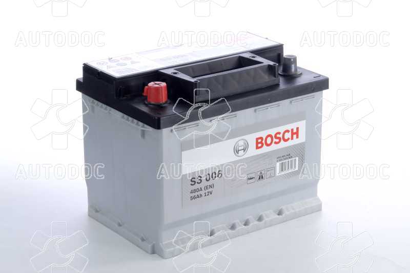 Аккумулятор   56Ah-12v BOSCH (S3006) (242x175x190),L,EN480. Фото 2