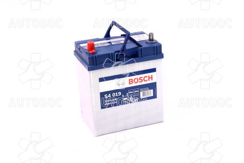 Аккумулятор тонкие клеммы 40Ah-12v BOSCH (S4019) (187x127x227) ,L,EN330 (Азия). Фото 1