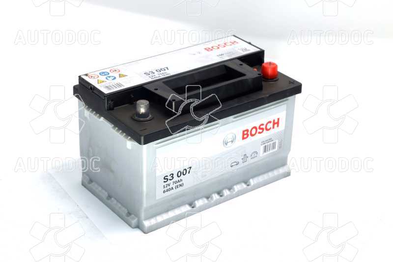 Акумулятор 70Ah-12v BOSCH (S3007) (278x175x175),R,EN640. Фото 1