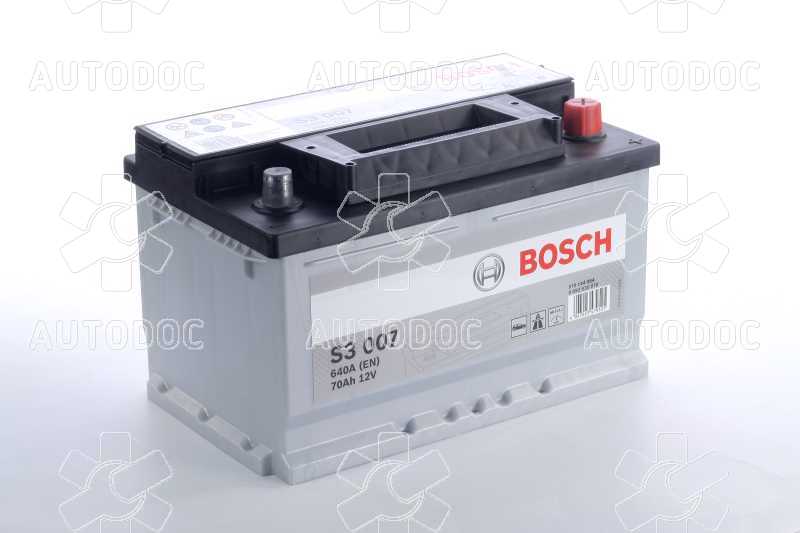 Аккумулятор   70Ah-12v BOSCH (S3007) (278x175x175),R,EN640. Фото 2