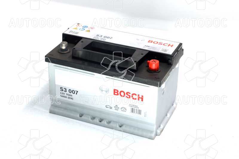 Аккумулятор   70Ah-12v BOSCH (S3007) (278x175x175),R,EN640. Фото 3