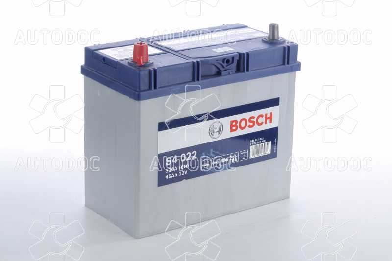 Аккумулятор тонкие клеммы 45Ah-12v BOSCH (S4022) (238x129x227) ,L,EN330 (Азия). Фото 2