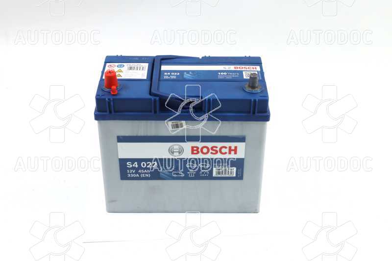 Аккумулятор тонкие клеммы 45Ah-12v BOSCH (S4022) (238x129x227) ,L,EN330 (Азия). Фото 10