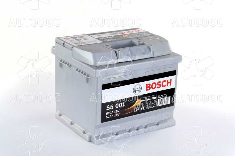 Аккумулятор   52Ah-12v BOSCH (S5001) (207x175x175),R,EN520. Фото 2
