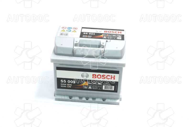 Аккумулятор   52Ah-12v BOSCH (S5001) (207x175x175),R,EN520. Фото 10