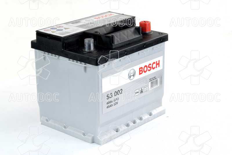Аккумулятор   45Ah-12v BOSCH (S3002) (207x175x190),R,EN400. Фото 2