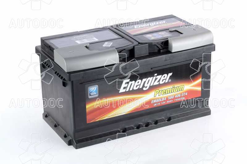 Аккумулятор   80Ah-12v Energizer Prem.(315х175х175), R,EN740. Фото 2