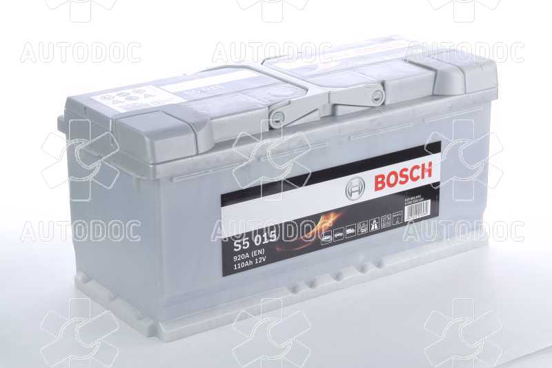 Аккумулятор  110Ah-12v BOSCH (S5015) (393x175x190),R,EN920. Фото 1
