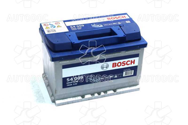 Аккумулятор   74Ah-12v BOSCH (S4009) (278x175x190),L,EN680. Фото 1
