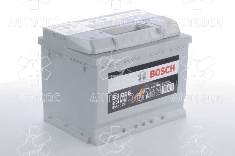 Аккумулятор   63Ah-12v BOSCH (S5006) (242x175x190),L,EN610. Фото 2