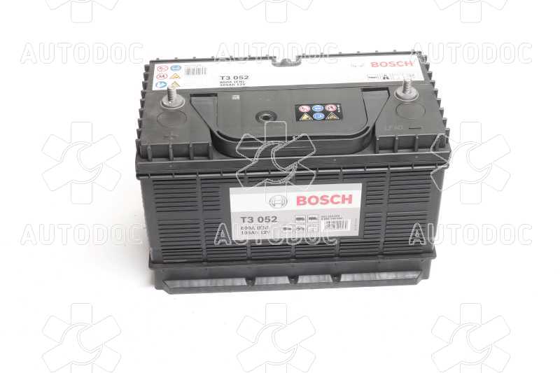 Аккумулятор  105Ah-12v BOSCH (T3052) (330x172x240),L,EN800 клеммы тонкие по центру. Фото 6
