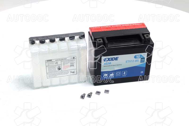 Аккумулятор   10Ah-12v Exide AGM (ETX12-BS) (150х87х130) L, EN150. Фото 1