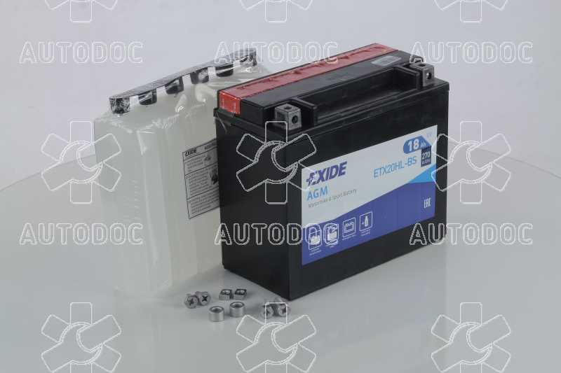 Аккумулятор   18Ah-12v Exide AGM (ETX20HL-BS) (175х87х155) R, EN270. Фото 1