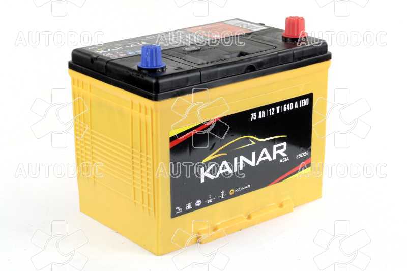 Аккумулятор   75Ah-12v KAINAR Asia (258x173x220),R,EN640 Азия. Фото 1