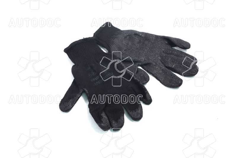 Перчатки TRIDENT-VIROK трикотажные черные 10 класс  рифлением латексом(VIROK). Фото 1