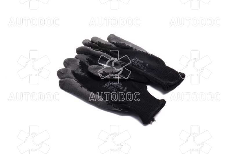 Перчатки TRIDENT-VIROK трикотажные черные 10 класс  рифлением латексом(VIROK). Фото 2