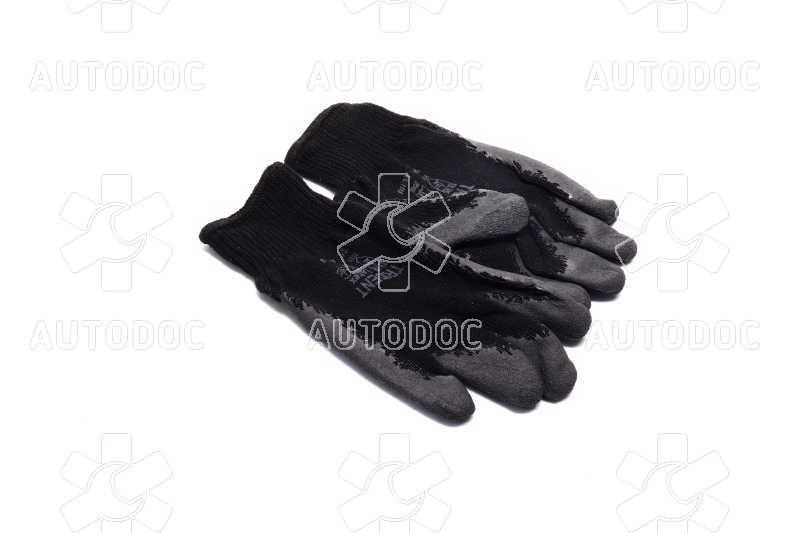Перчатки TRIDENT-VIROK трикотажные черные 10 класс  рифлением латексом(VIROK). Фото 7