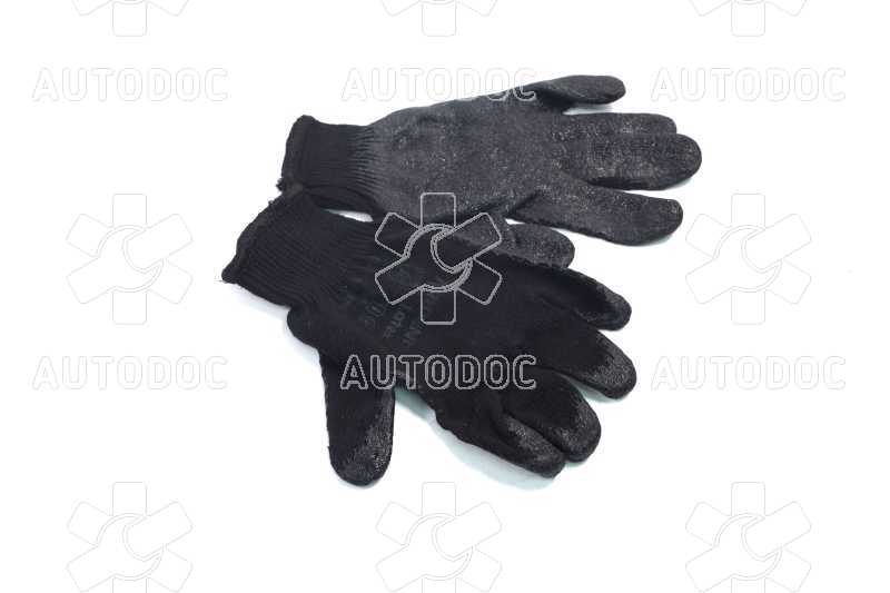 Перчатки TRIDENT-VIROK трикотажные черные 10 класс  рифлением латексом(VIROK). Фото 10