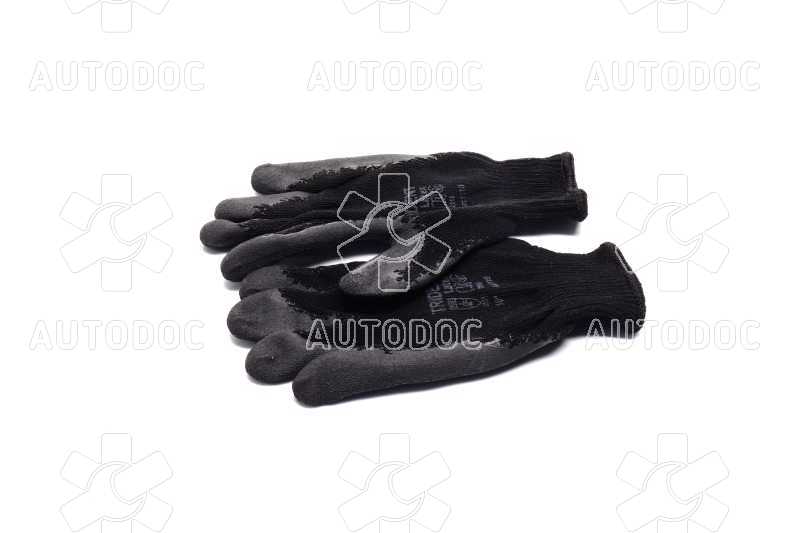 Перчатки TRIDENT-VIROK трикотажные черные 10 класс  рифлением латексом(VIROK). Фото 3