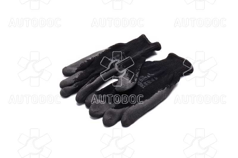 Перчатки TRIDENT-VIROK трикотажные черные 10 класс  рифлением латексом(VIROK). Фото 4