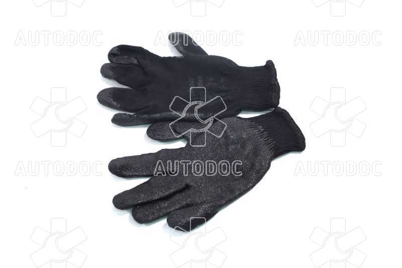 Перчатки TRIDENT-VIROK трикотажные черные 10 класс  рифлением латексом(VIROK). Фото 5
