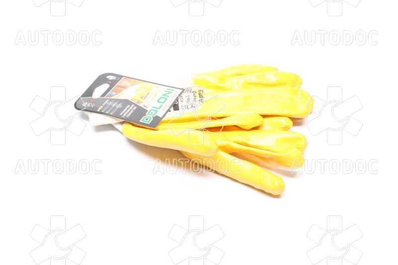 Рукавички трикотаж, бавовна, в'язаний манжет, нітрил, жовтий розмір 10 (DOLONI). Фото 6