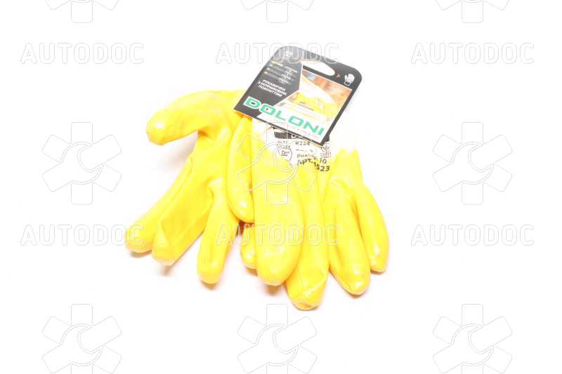 Перчатки трикотаж, хлопок, манжет вязаный, нитрил, желтый размер 10 (DOLONI). Фото 2